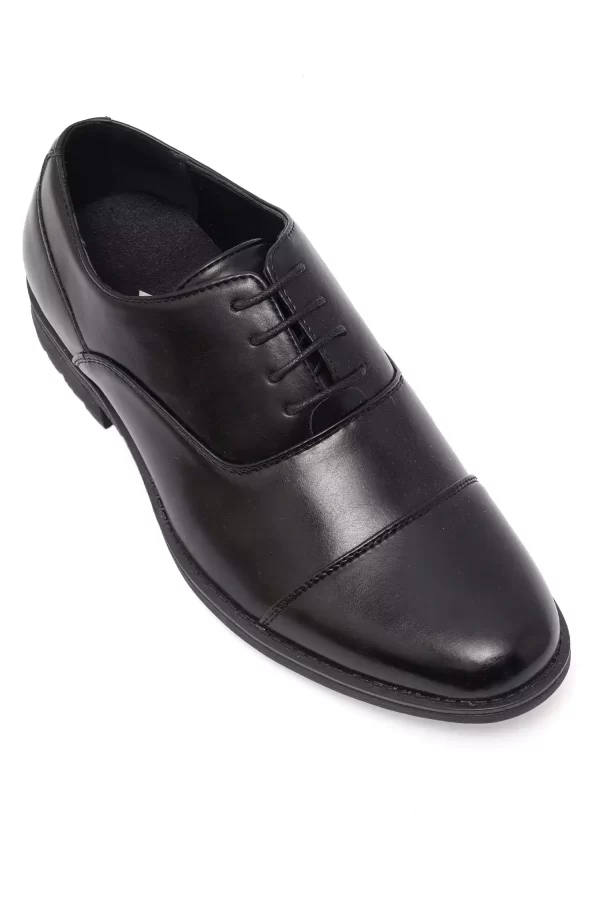 Black Faux Leather Formal Lace-Up Shoes