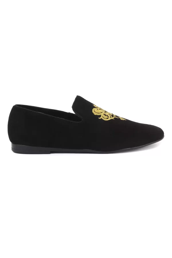 Black Loafers Shoes - Royal Velvet Slip-Ons
