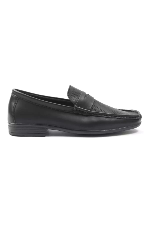 Black Textured Loafers