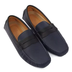 Blue Leather Loafers Shoes
