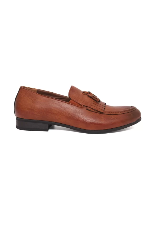 Breezy Brown Formal Fringed Slip-Ons