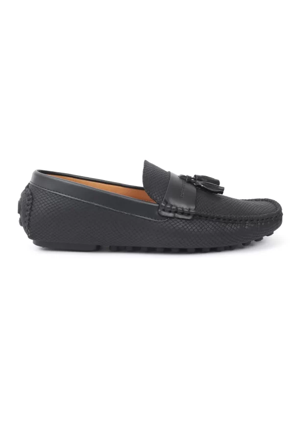 Classic Black Loafers with Fringe Tassels