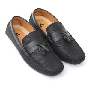 Classic Black Loafers with Fringe Tassels