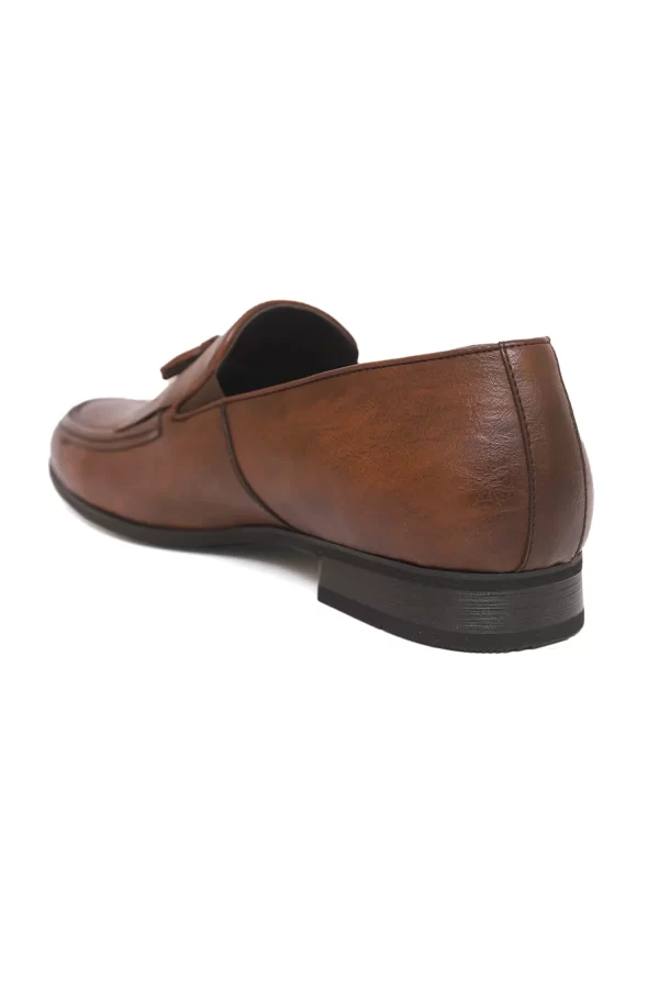 Coffee-Colored Fringed Slip-On Shoes
