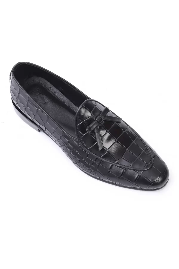 Classic Black Leather Slip-On Dress Shoes