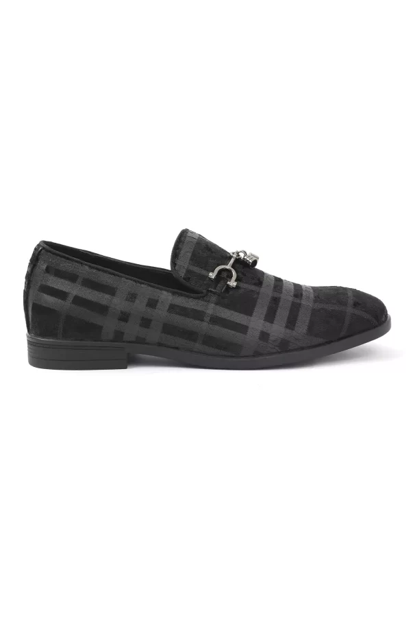 Stylish Printed Slip-On Black Loafers