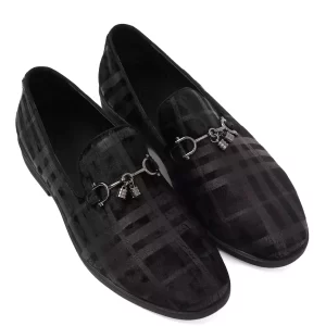 Stylish Printed Slip-On Black Loafers