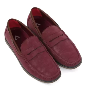 Stylish Suede Loafers Shoes - wine