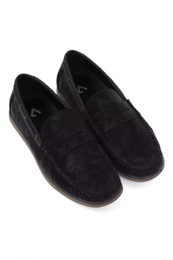 Stylish Suede Loafers Shoes - black