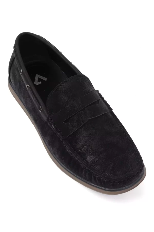 Stylish Suede Loafers Shoes - black