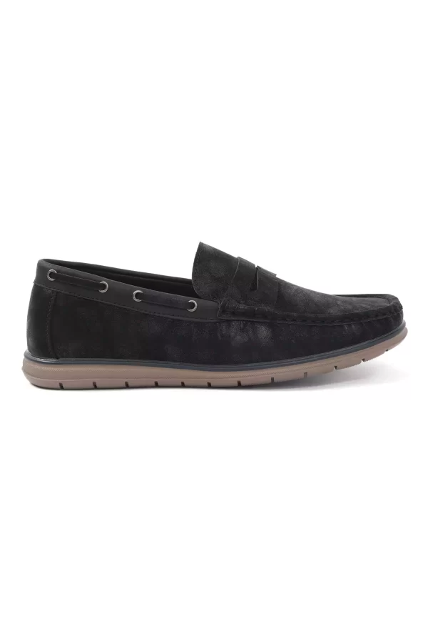 Stylish Suede Loafers Shoes - black