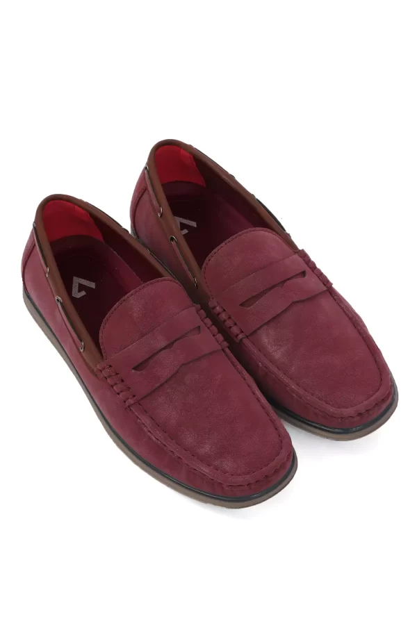 Stylish Suede Loafers Shoes - wine