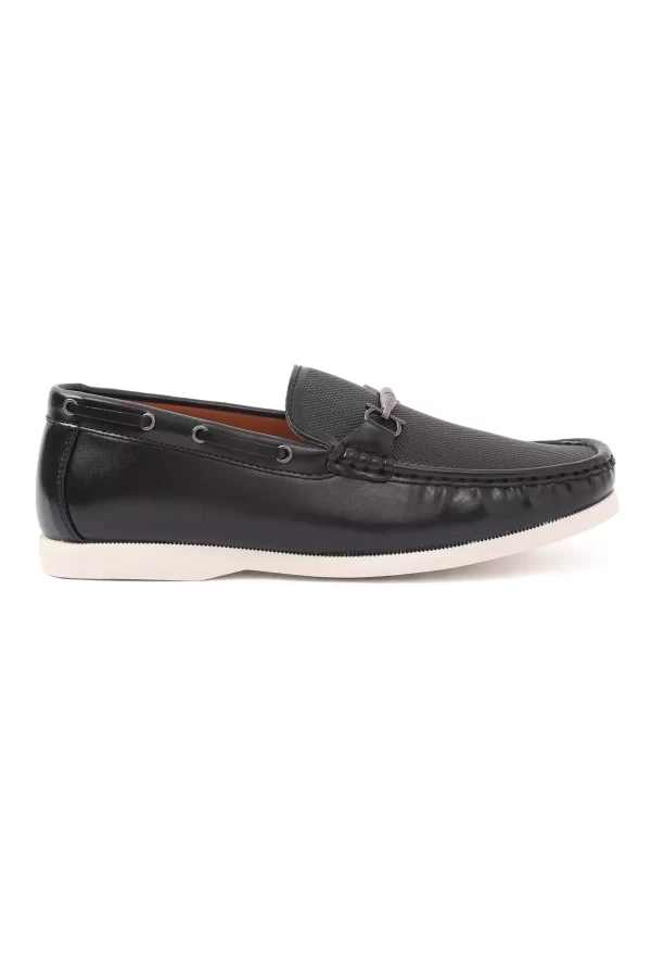 Stylish Textured Loafers Shoes - black