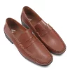 Brown Textured Loafers