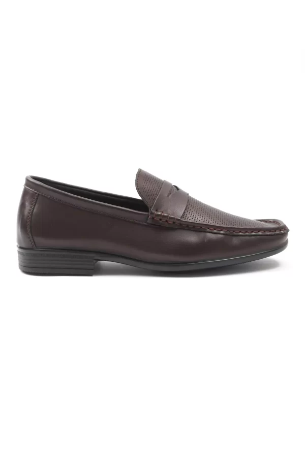 Dark Brown Textured Loafers