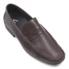 Dark Brown Textured Loafers