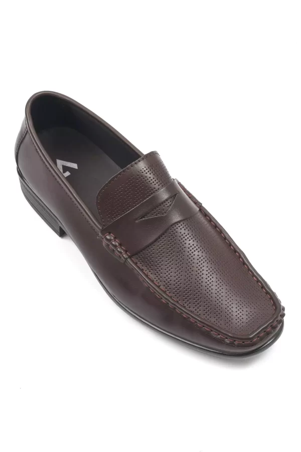 Dark Brown Textured Loafers