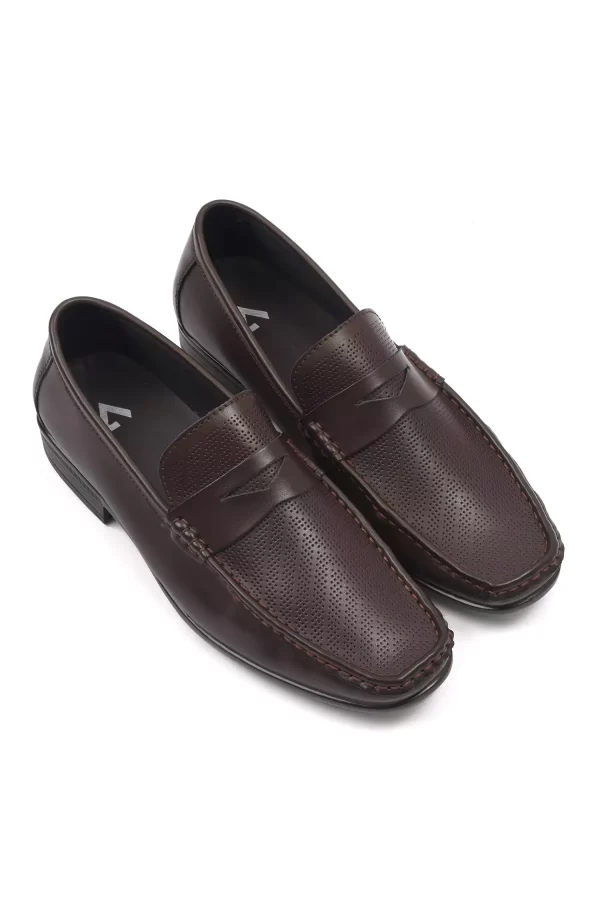 Dark Brown Textured Loafers